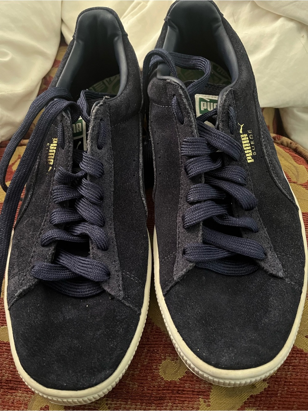 Puma Navy and Green Low-Top Sneakers